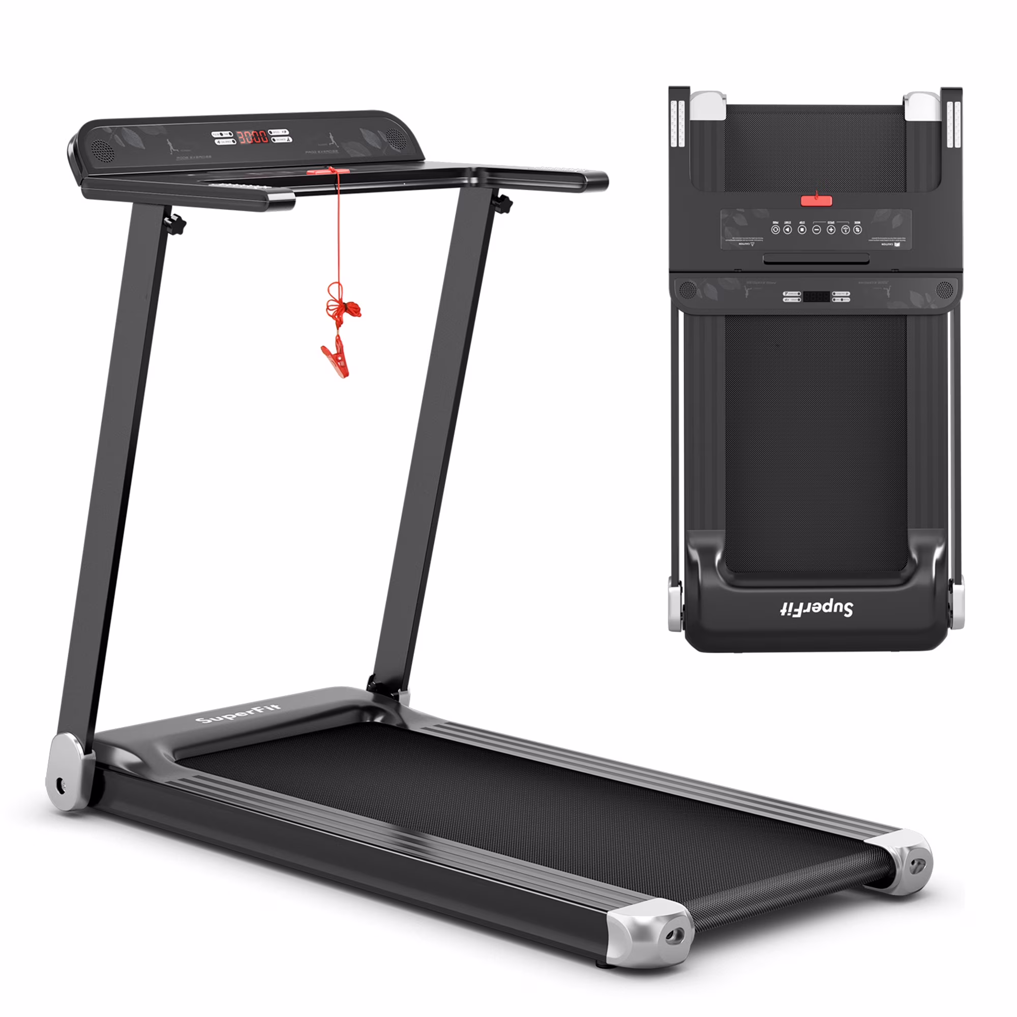 Electric Folding Treadmill Portable Cardio Running Machine w/ APP Control Red(Red) - Image 5