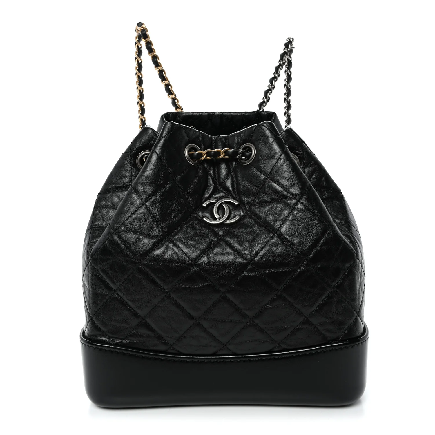 Aged Calfskin Quilted Small Gabrielle Backpack Black