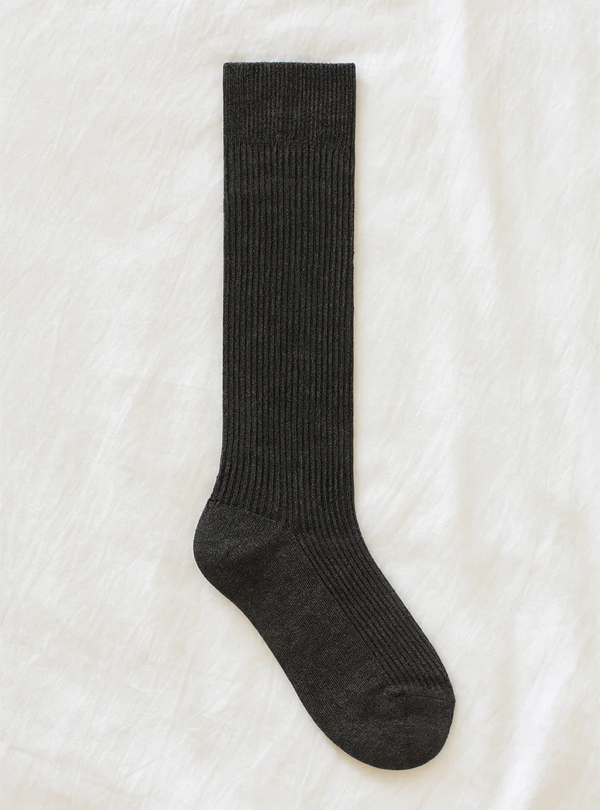Chaussettes hautes mixte sans élastique grises en laine