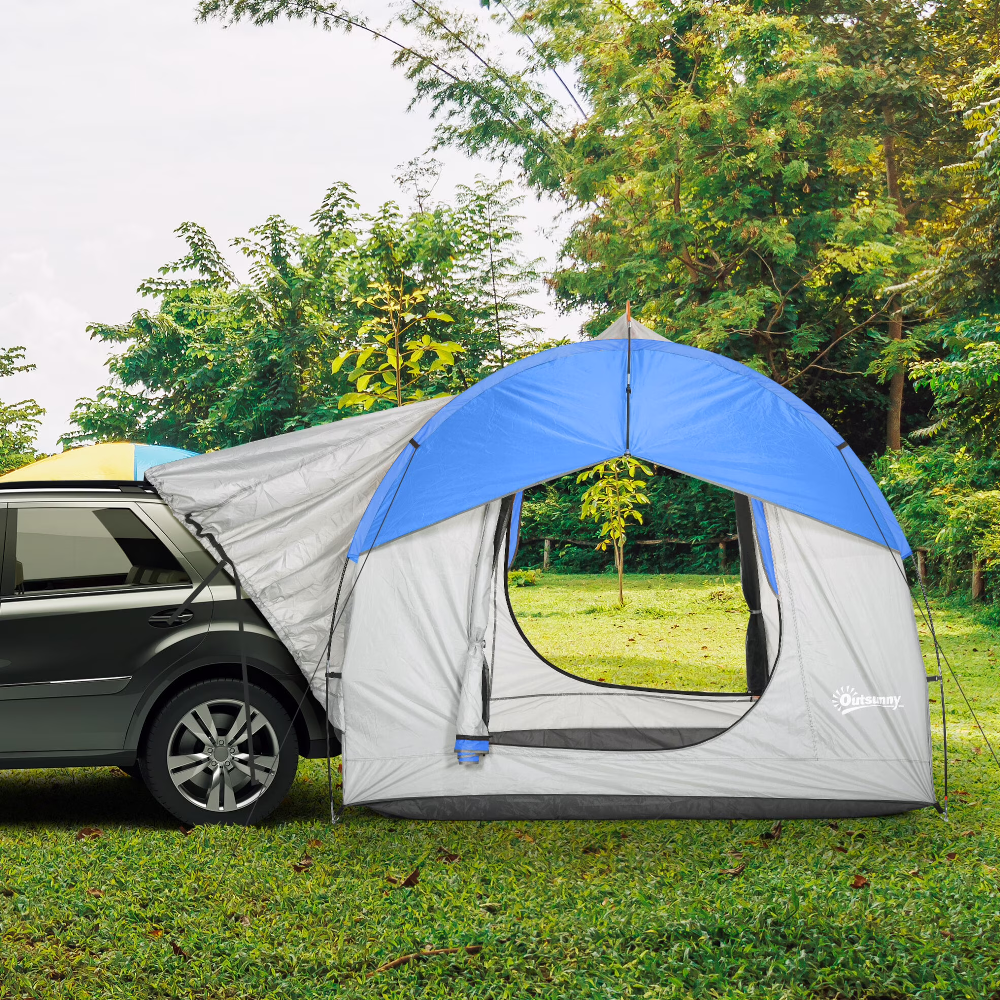 SUV Camping Tent , 2000mm Waterproof Truck with 3 Doors and Mesh Window, Car Camping Tailgate Tent for 5-6 Person Camping, Outdoor Travel, Mountaineering, Fishing, Wild Survival, Blue(Blue)