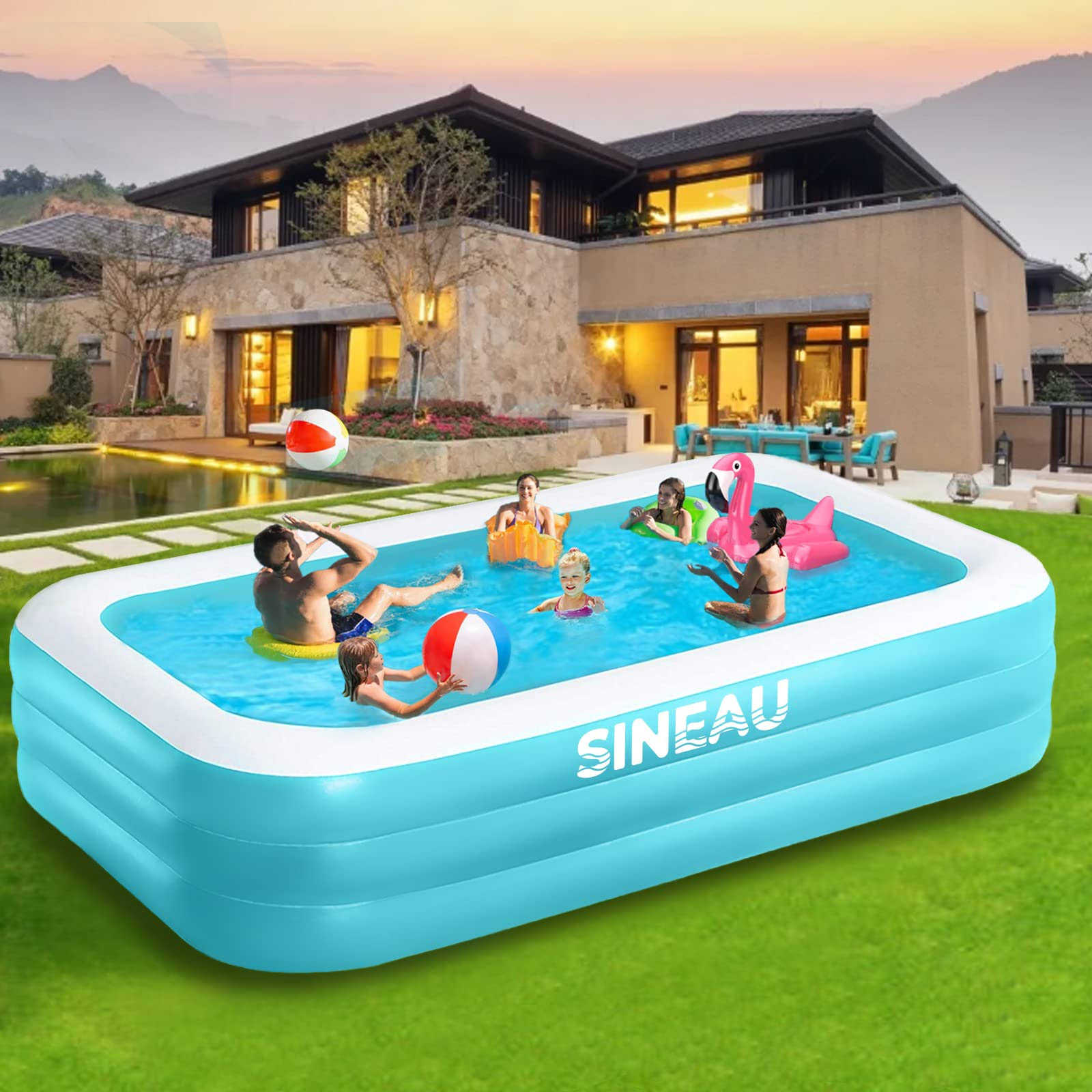 SINEAU Inflatable Pool for Kids and Adults, 120