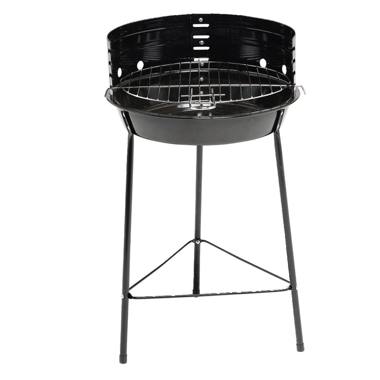 Barbecue à charbon rond Miami acier noir 35,5x33,3xH56cm