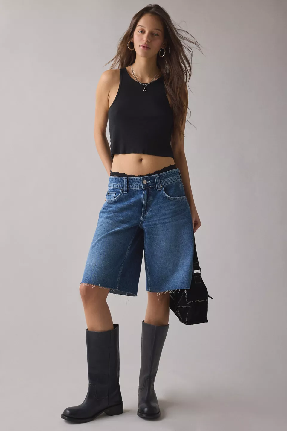 BDG Front Runner Mid-Rise Baggy Jorts - Larch Wash