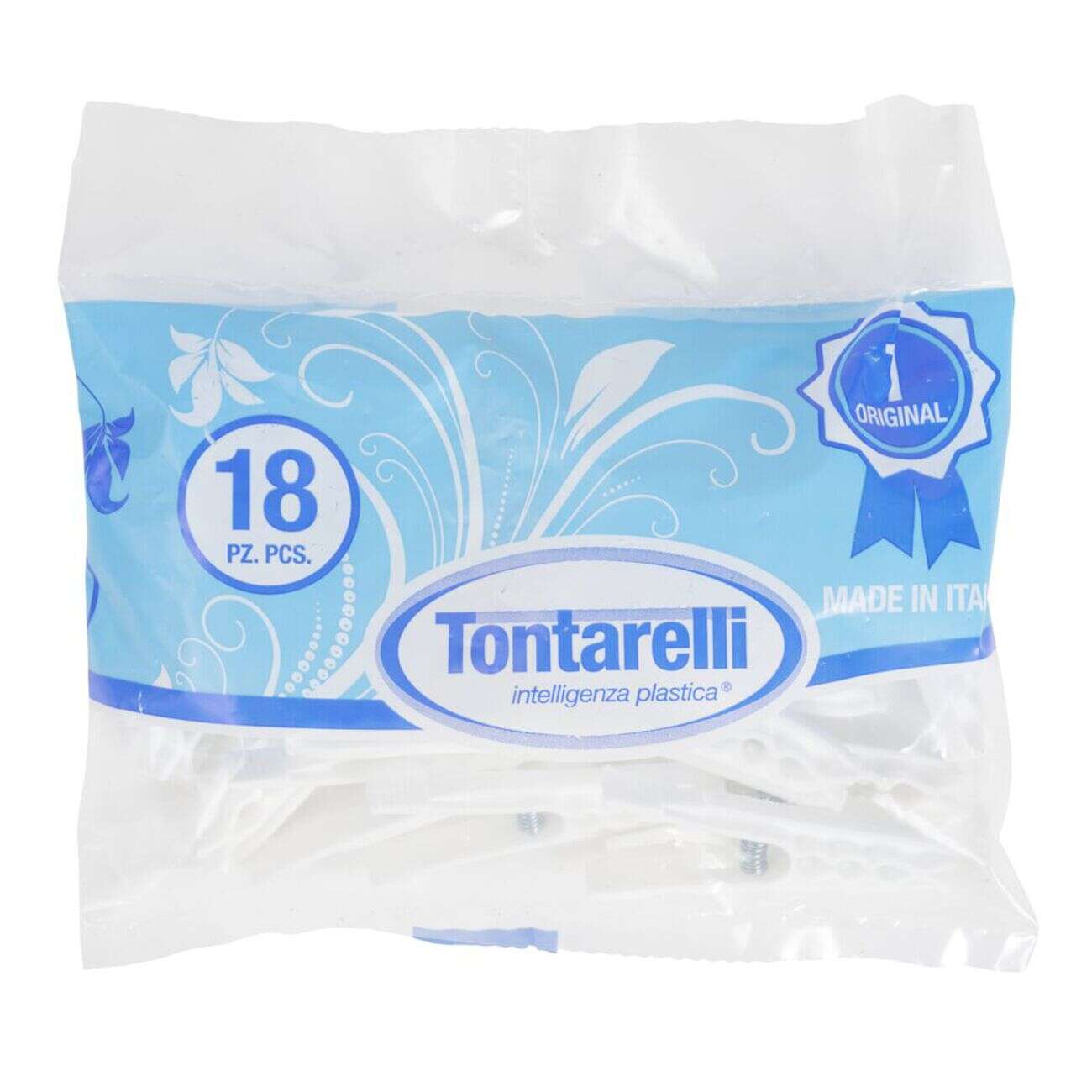 Lot de 18 pinces à linge plastique blanc