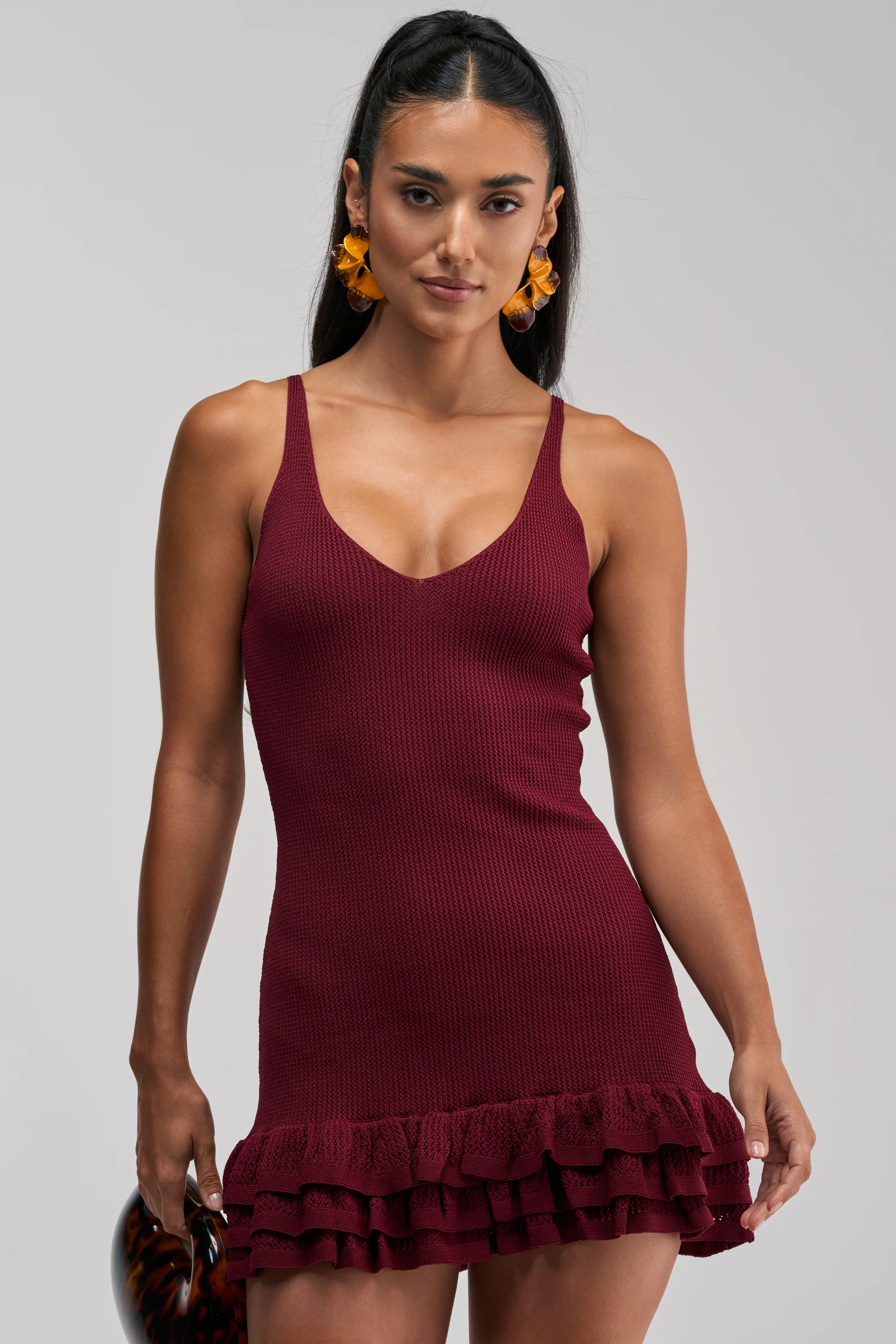 RUFFLE QUEEN MINI DRESS IN PLUM - Akira Store