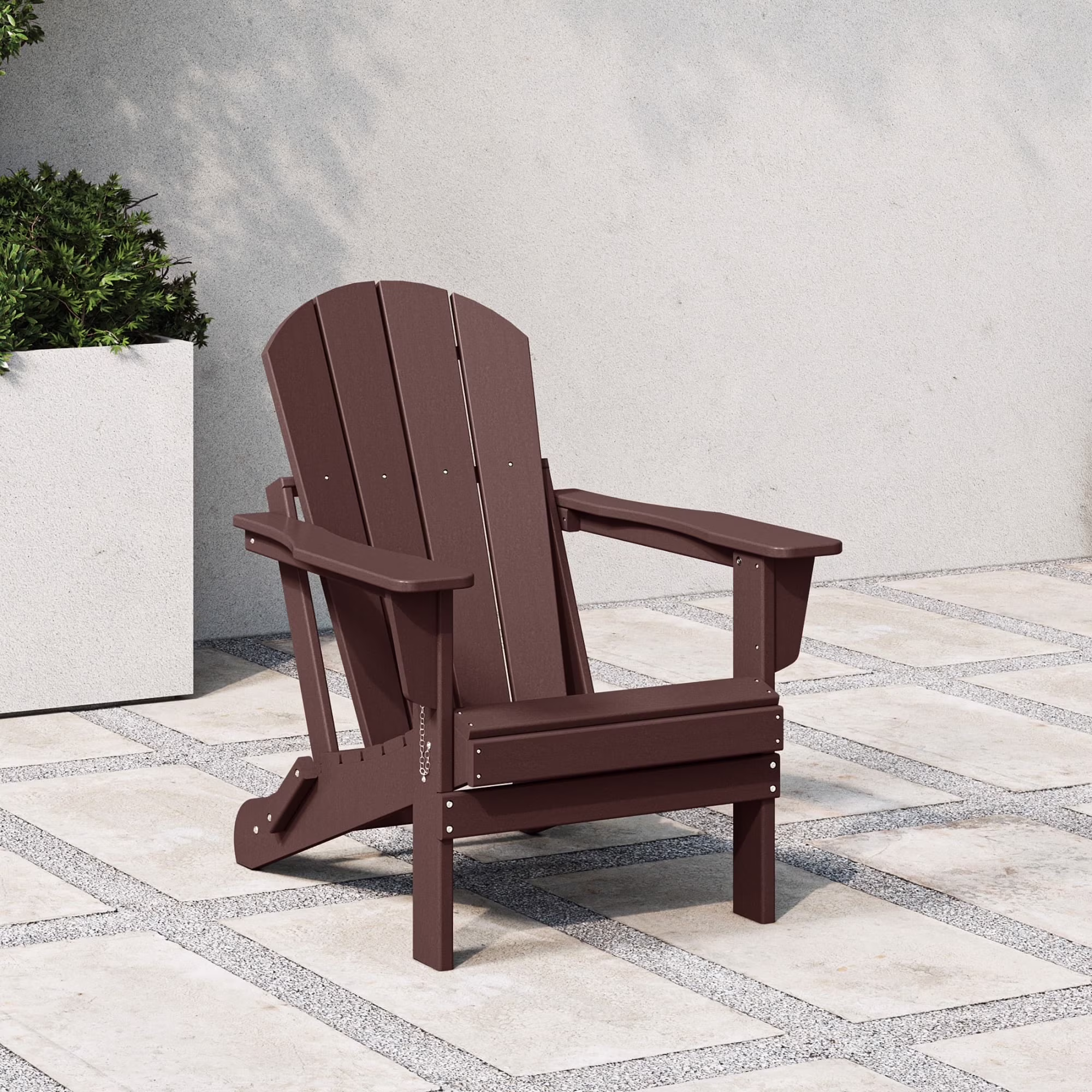 Outdoor Folding HDPE Adirondack Chair, Patio Seat, Weather Resistant, Dark Brown(Dark Brown/Single)