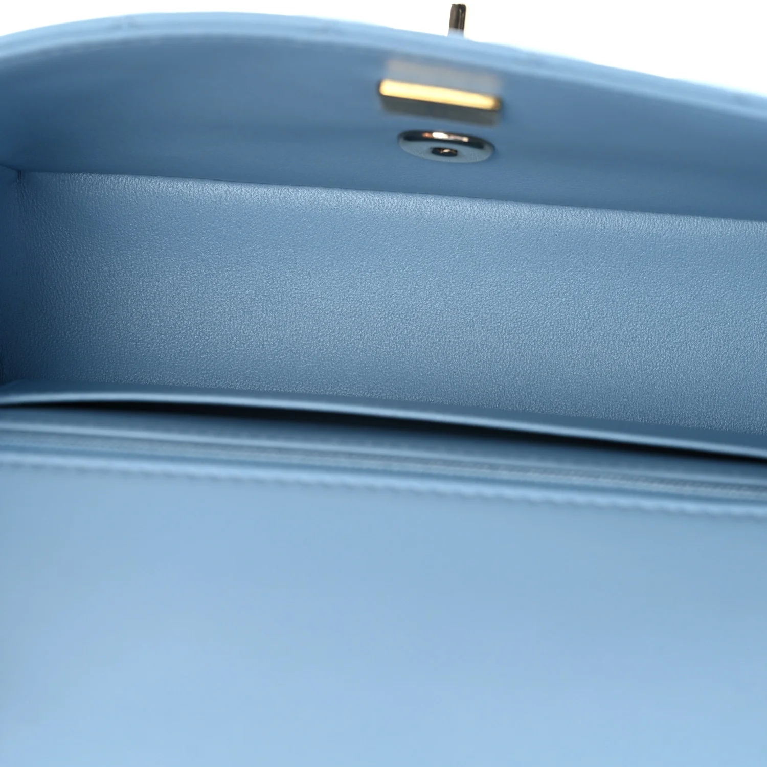 Lambskin Quilted Mini Rectangular Flap Light Blue