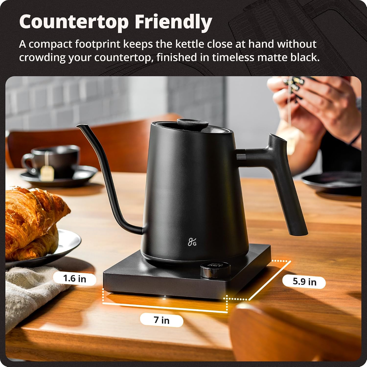 Greater Goods Gooseneck Electric Kettle, 1200W Temperature Control, 0.8L