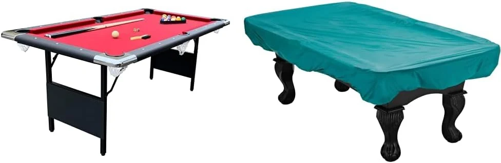 6 ft Portable Pool Table, Adults Folding Billiards Tables for Game Room with Easy Foldable Storage, Includes Full Set of Billiard Balls,…