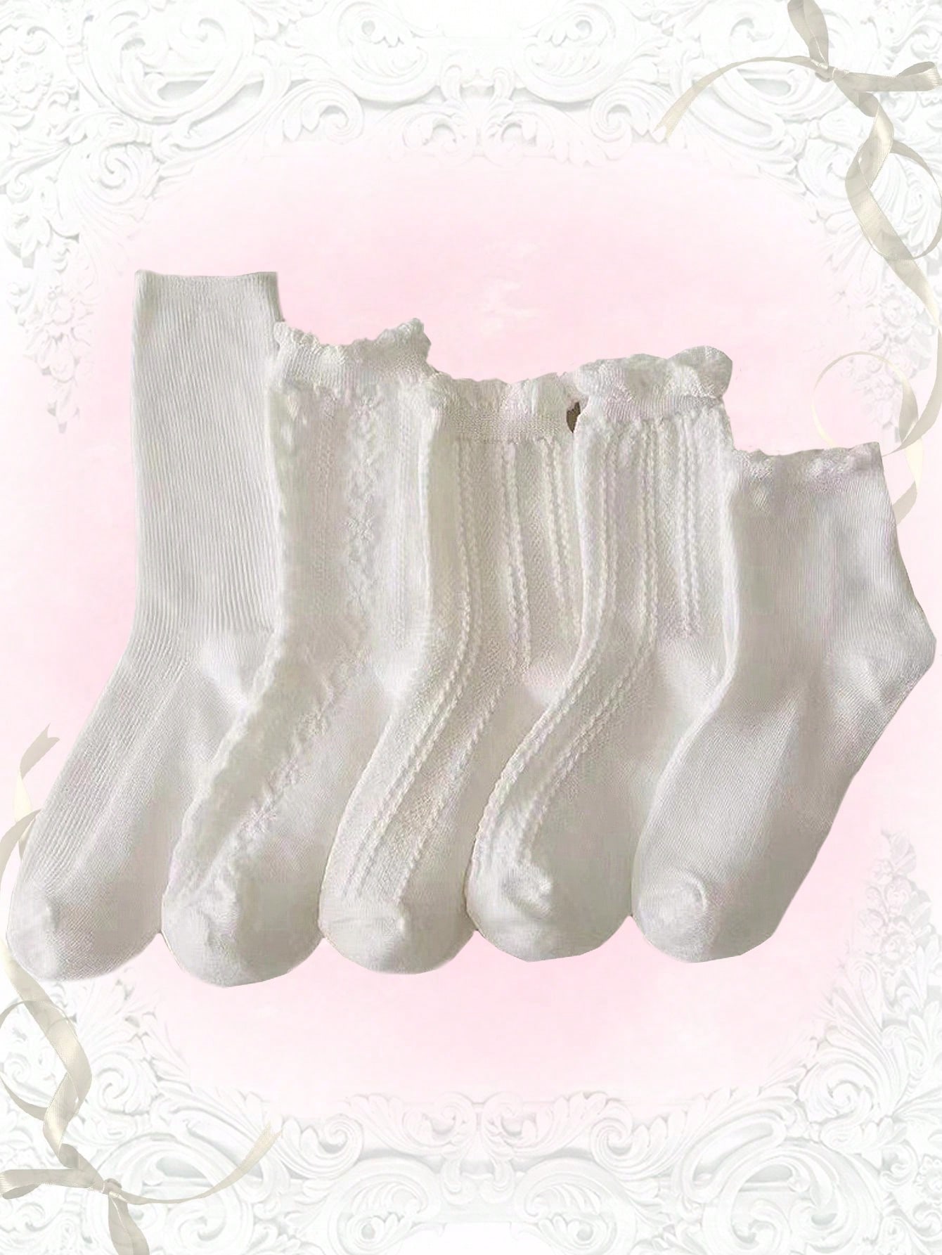 Chaussettes Kawaii pour femmes, lot de 3 paires, modèle aléatoire, unies.