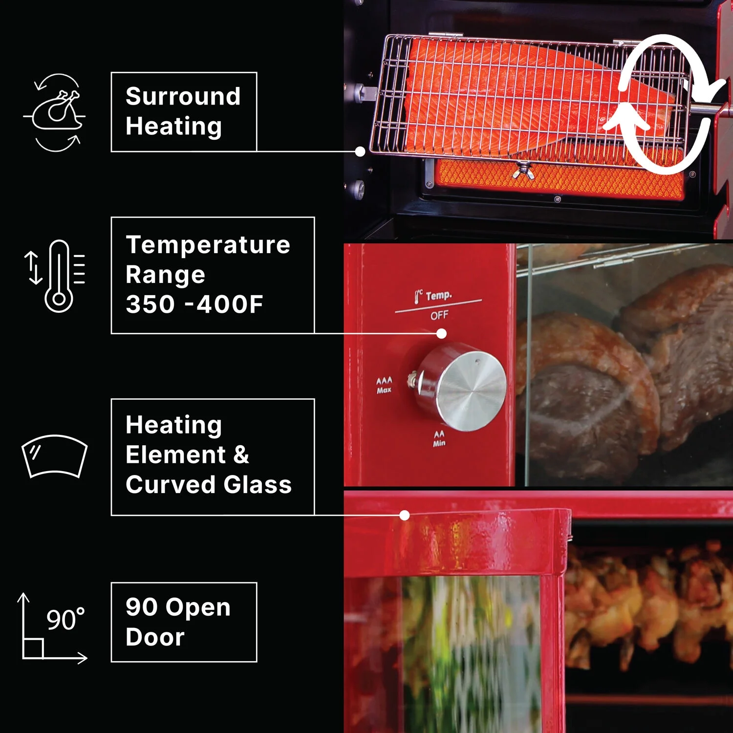 2-Skewer Brazilian Rotisserie Electric Grill in Red(Red) - Image 9
