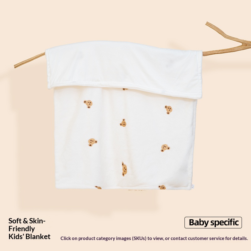 Embroidered Flannel Baby Blanket for Infant Toddler Warm All Season Naptime Quilt Air Conditioning Blanket
