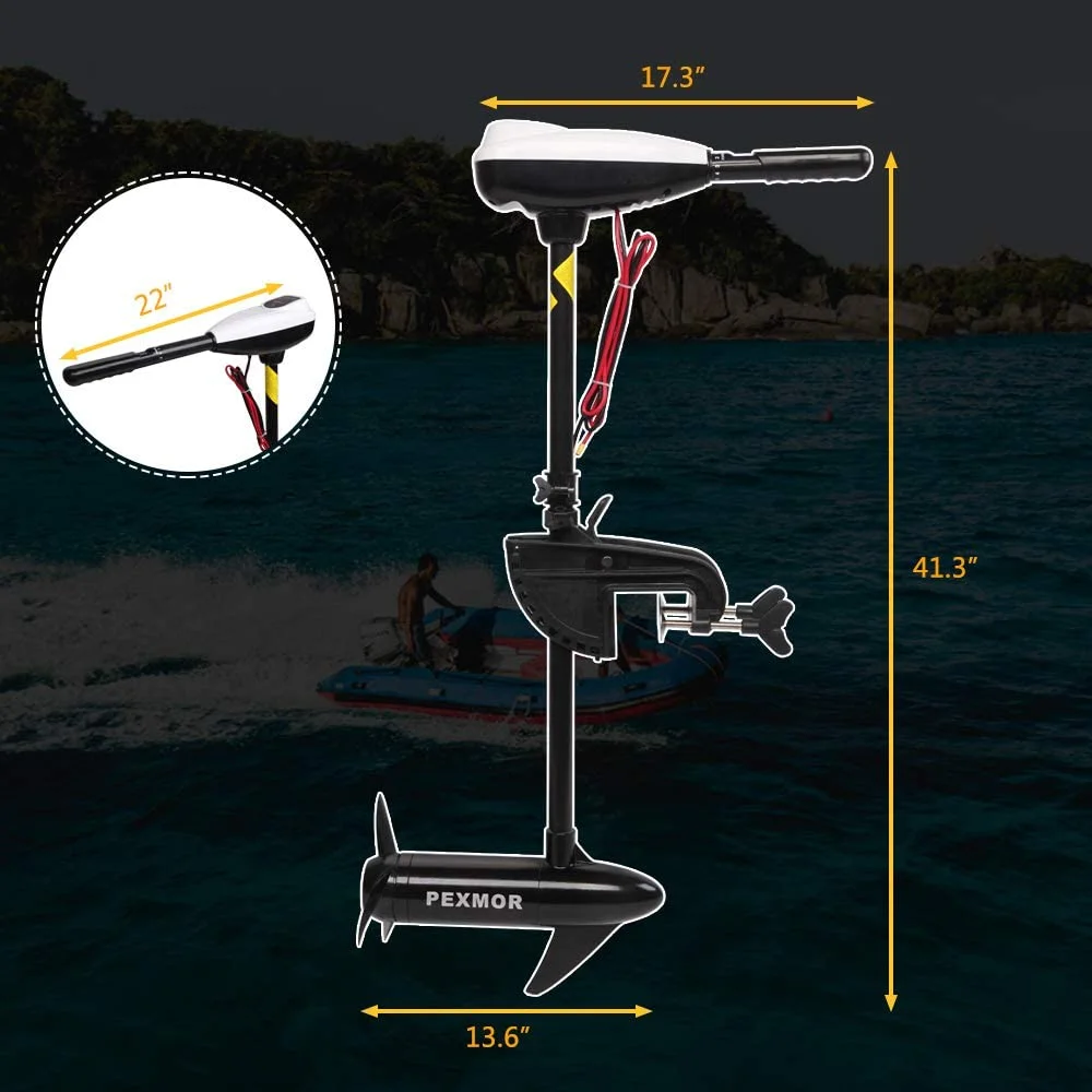 Electric Trolling Motor 36/46/55/86LBS Thrust Saltwater Transom Mounted w/LED Battery Indicator 8 Variable Speed for Kayak, Inflatable Fishing Boats(24lb Trust) - Image 4