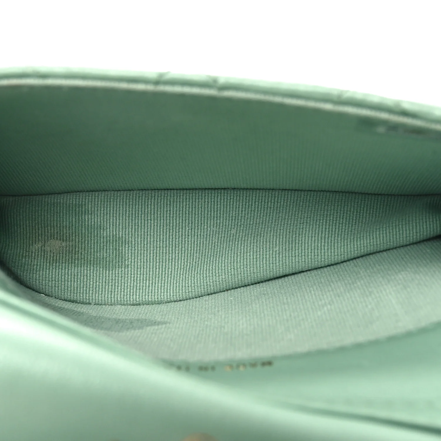 Lambskin Resin Quilted Mini Heart Flap Light Green
