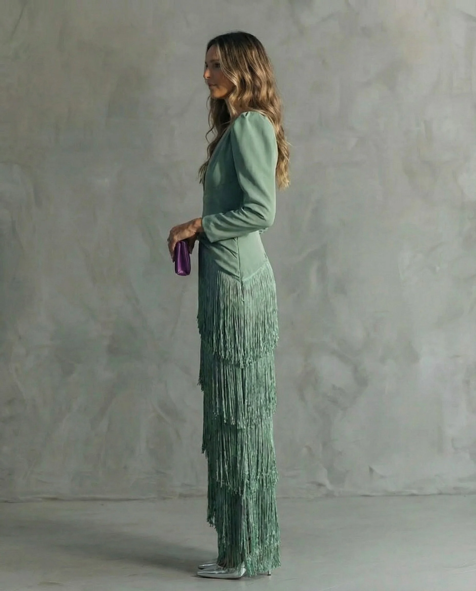Clara™ | Robe midi élégante à manches à franges