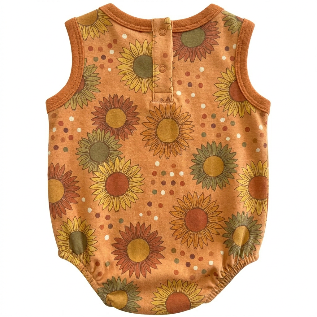 Cute Full Print Sleeveless Baby Bodysuit Back Button Design Toddler Home Wear Breathable Summer Newborn Romper