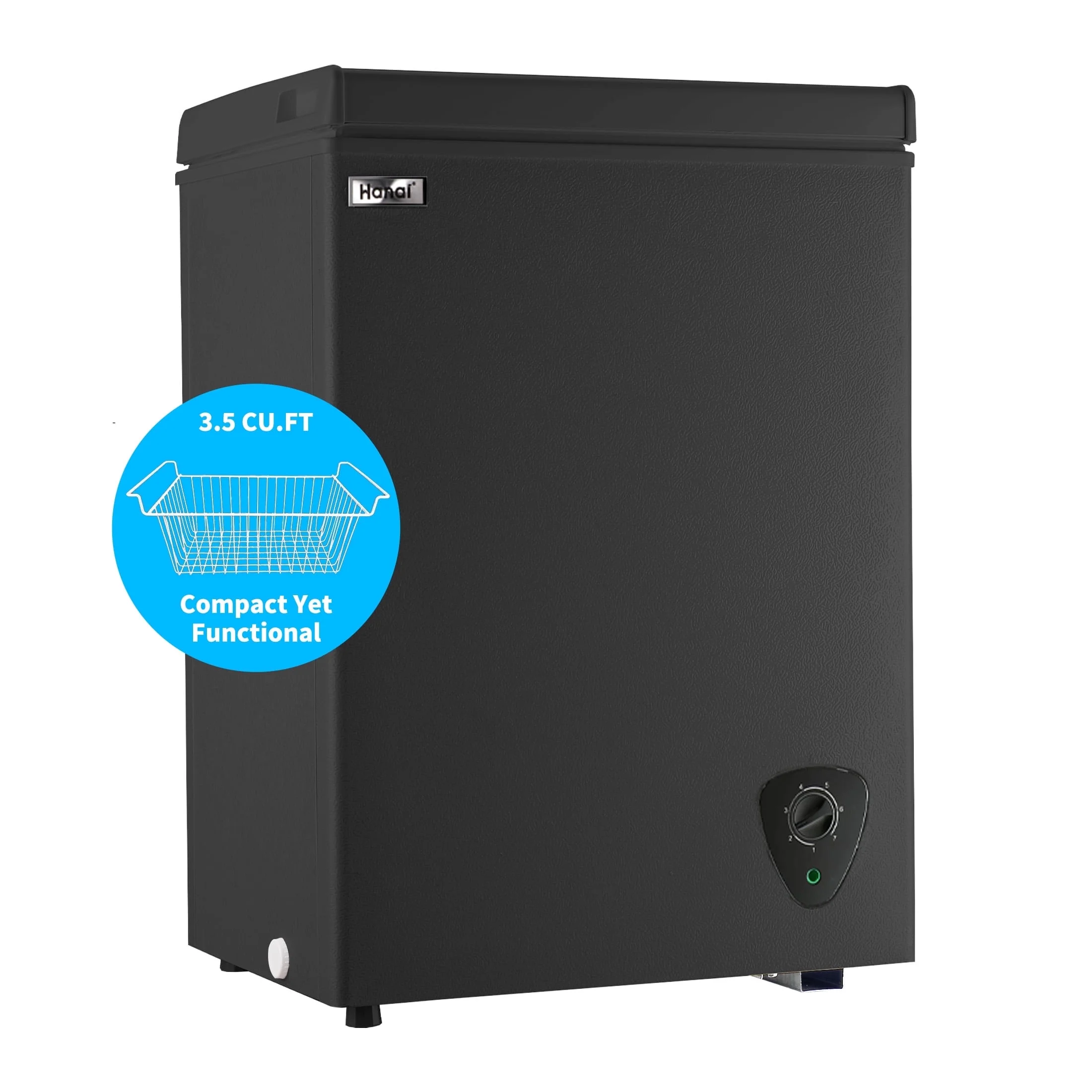 3.5 Cubic Chest Freezer, Compact Deep Freezer with Top Open Door and Removable Storage Basket, 7 Gears Temperature Control, Energy Saving, for Office Dorm or Apartment(Black) - Image 10
