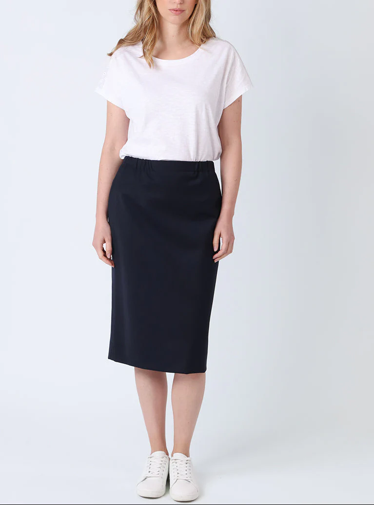 Jupe droite femme bleu marine