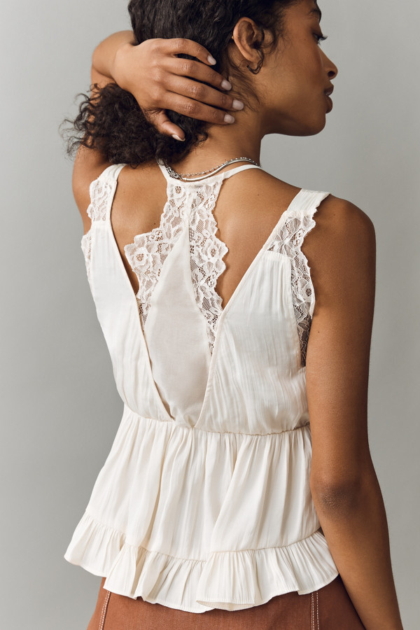 Lace-Trim Babydoll Blouse