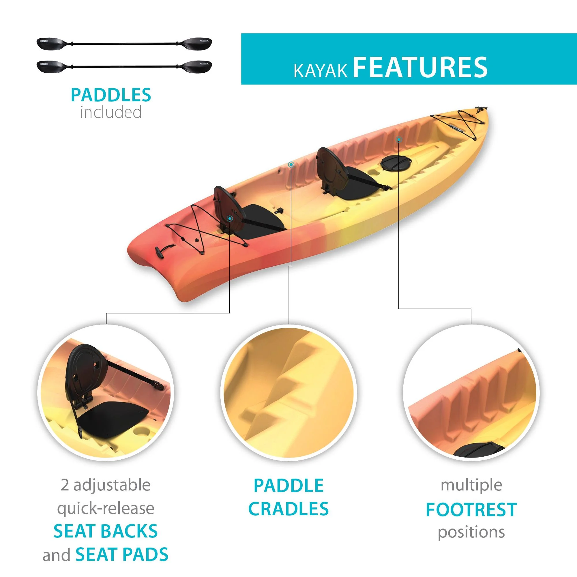 Envoy 10.5 Ft. Sit-on-Top Tandem Kayak, Sunset Fusion (91260)(Sunset Fusion) - Image 5