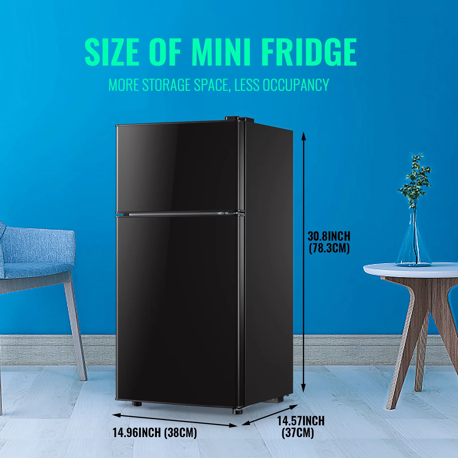 2.4 Cu.ft Mini Fridge with Freezer, Small Refrigerator Apartment Size Fridge Black, NEW(Black) - Image 8