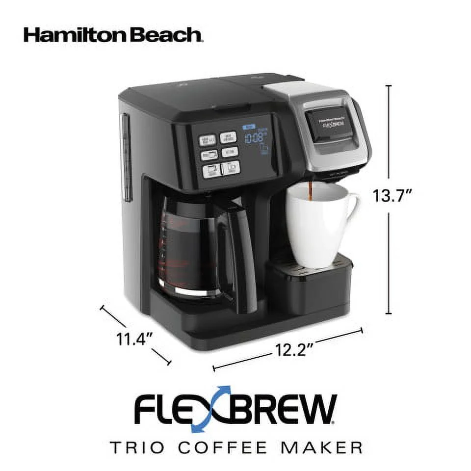 Hamilton Beach Flexbrew Trio Coffee Maker, Single - Serve, Black & Silver, Model 49954