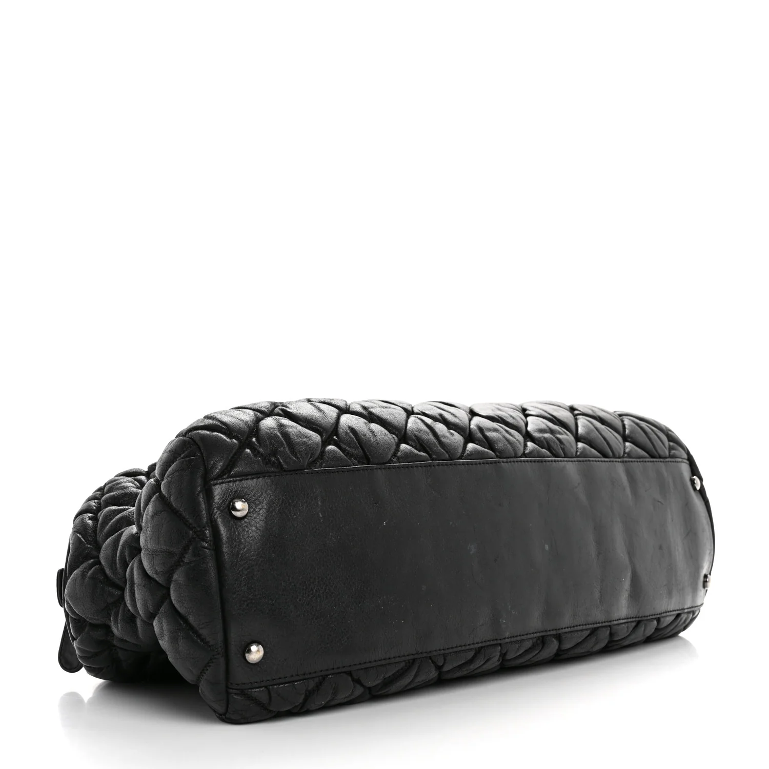 Calfskin Bubble Quilt Bowler Black