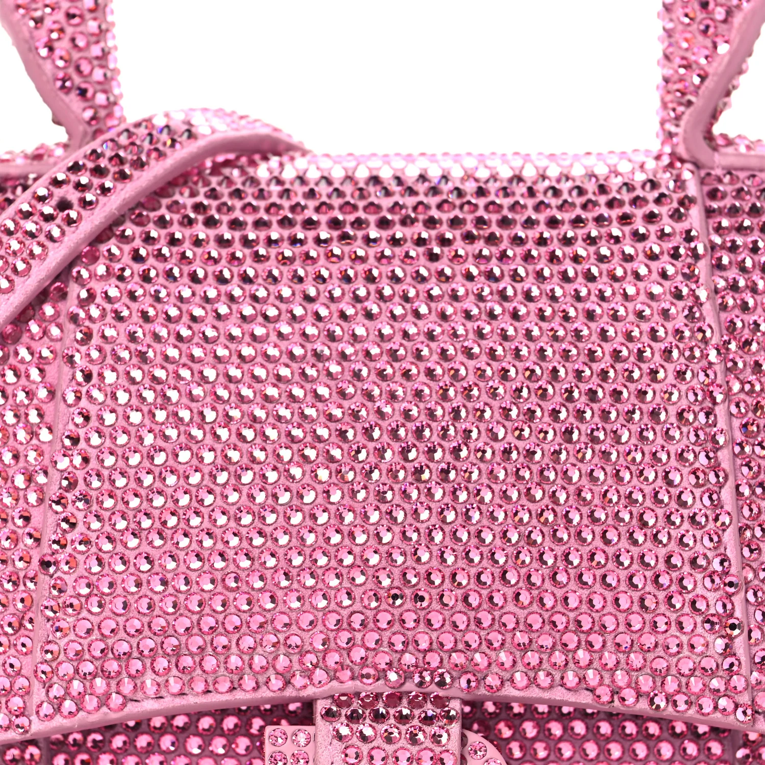 Strass Suede Hourglass Top Handle Bag XS Pink