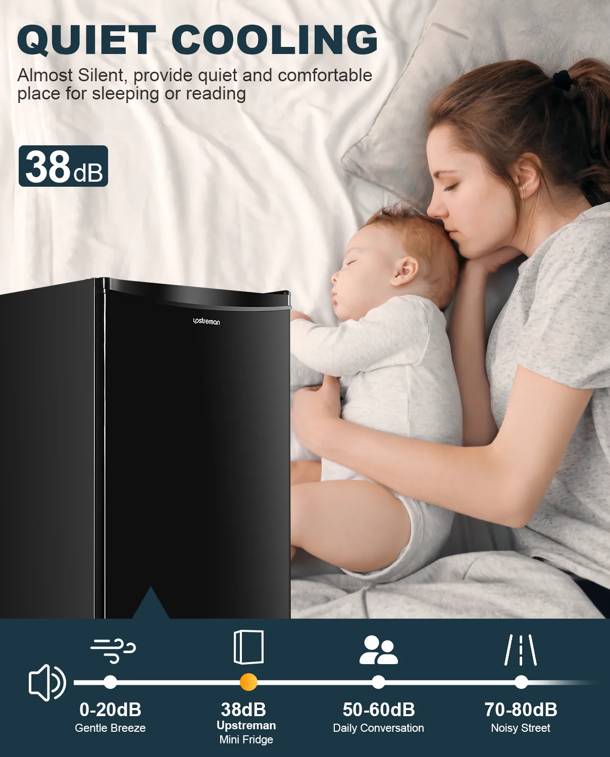 3.2 Cu.Ft. Mini Fridge with Freezer Single Door Small Refrigerator Adjustable Thermostat Compact Fridge with Reversible Door, Low Noise, BR321 Black(Black) - Image 10