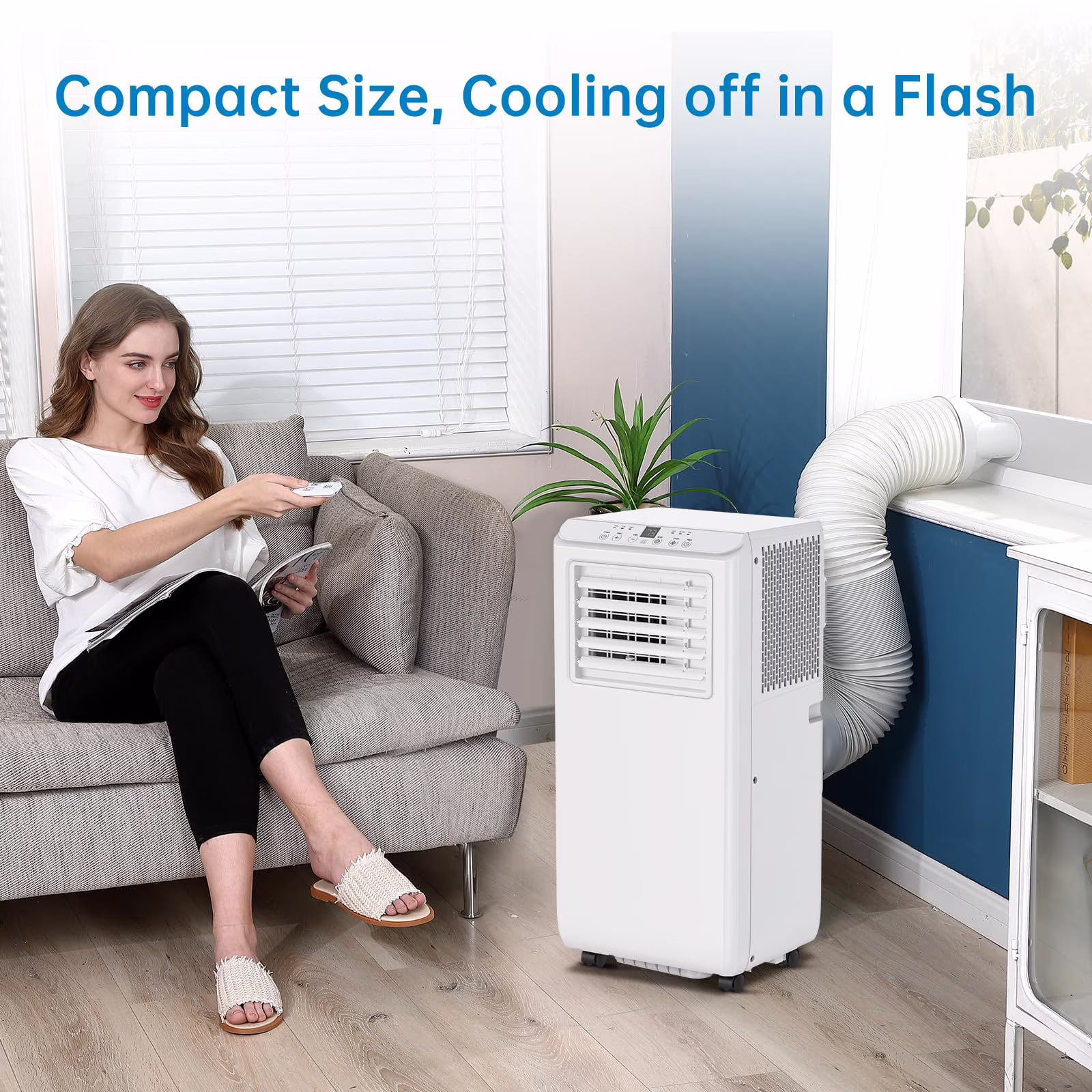 Portable Air Conditioners 8000BTU, Air Conditioners 3-in-1 Cools up to 350 Sq. Ft, Indoor Standing AC Unit w/Dehumidifier, Window Kit, White