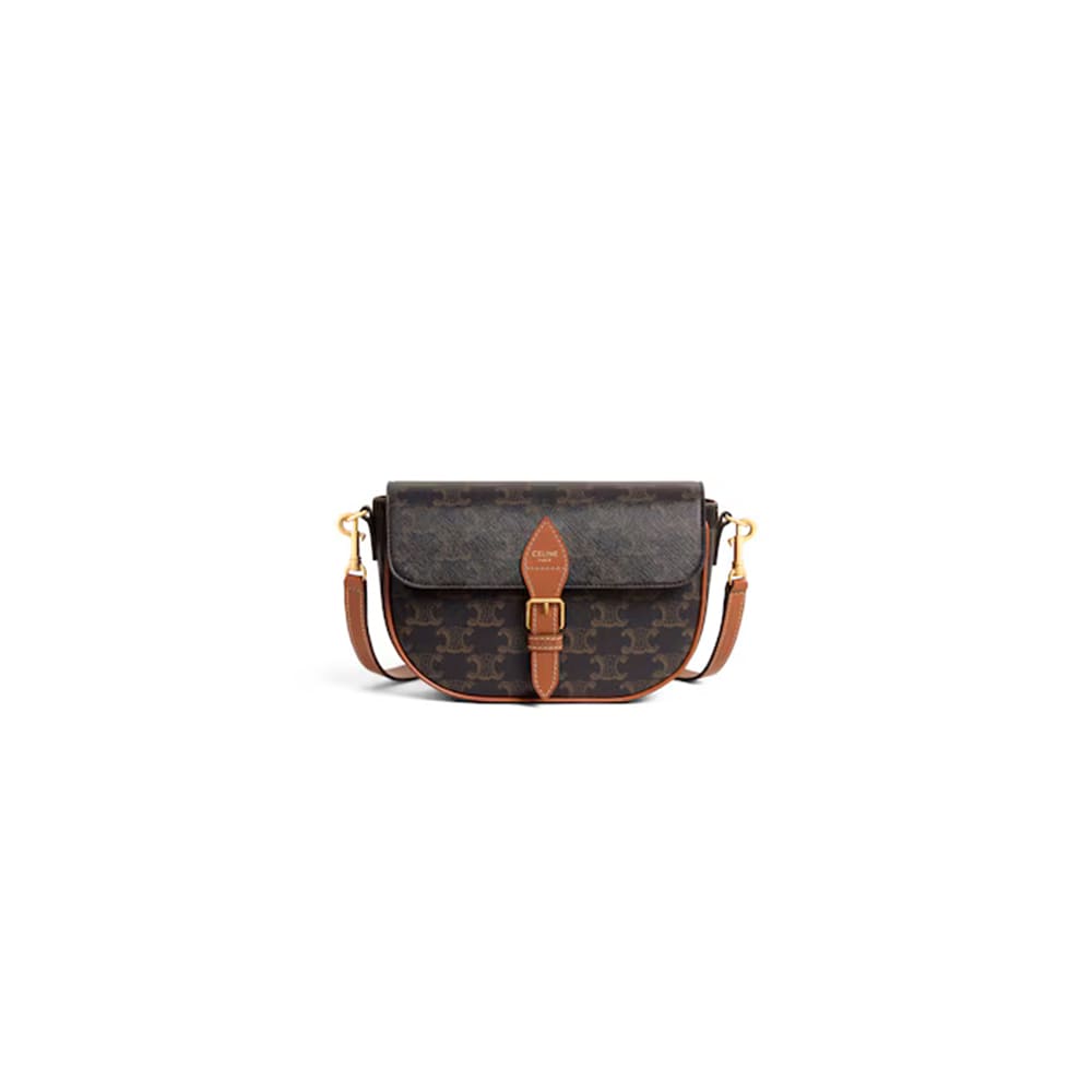 Celine FOLCO SHOULDER BAG IN Triomphe Canvas and Calfskin