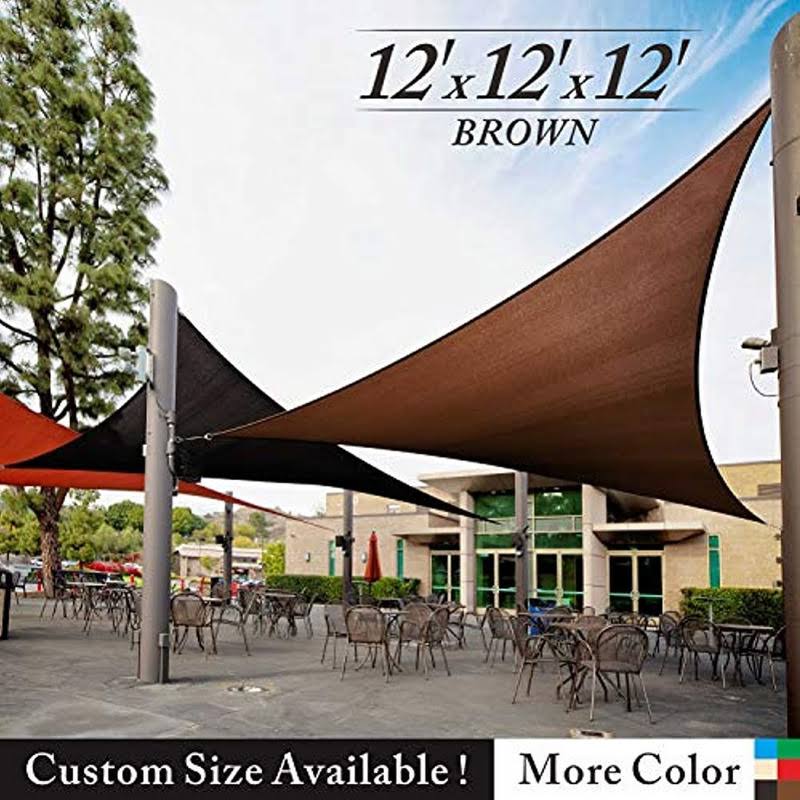 Royal Shade 12' x 12' x 12' Brown Triangle Sun Shade Sail Canopy, 95% UV Heavy