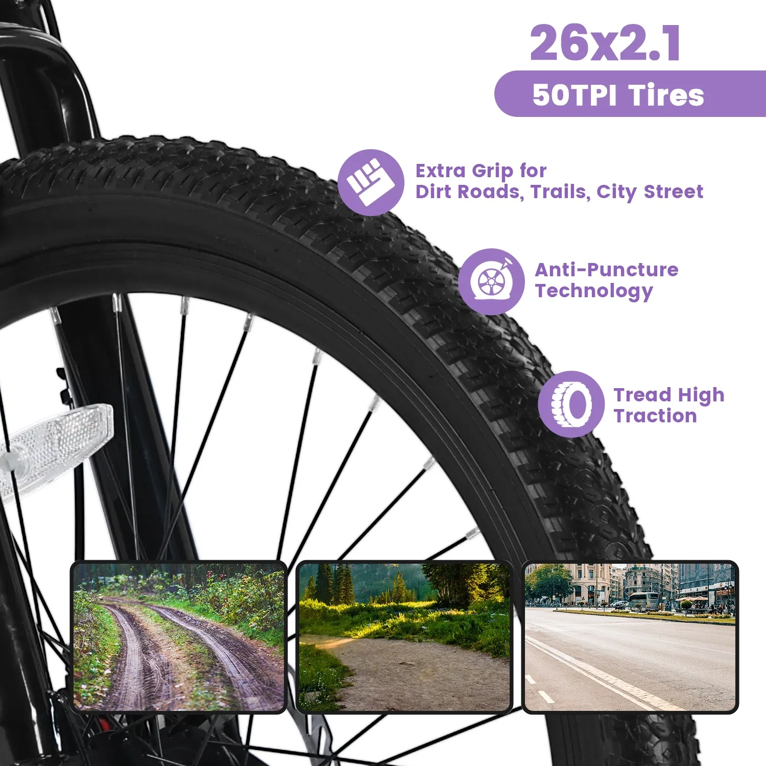26 inch Women Mountain Bike, 21 Speeds Mountain Bicycle with Steel Frame, Dual Disc Brakes and 100mm Front Suspension, MTB Bike for Urban Trail Snow Commuter, White