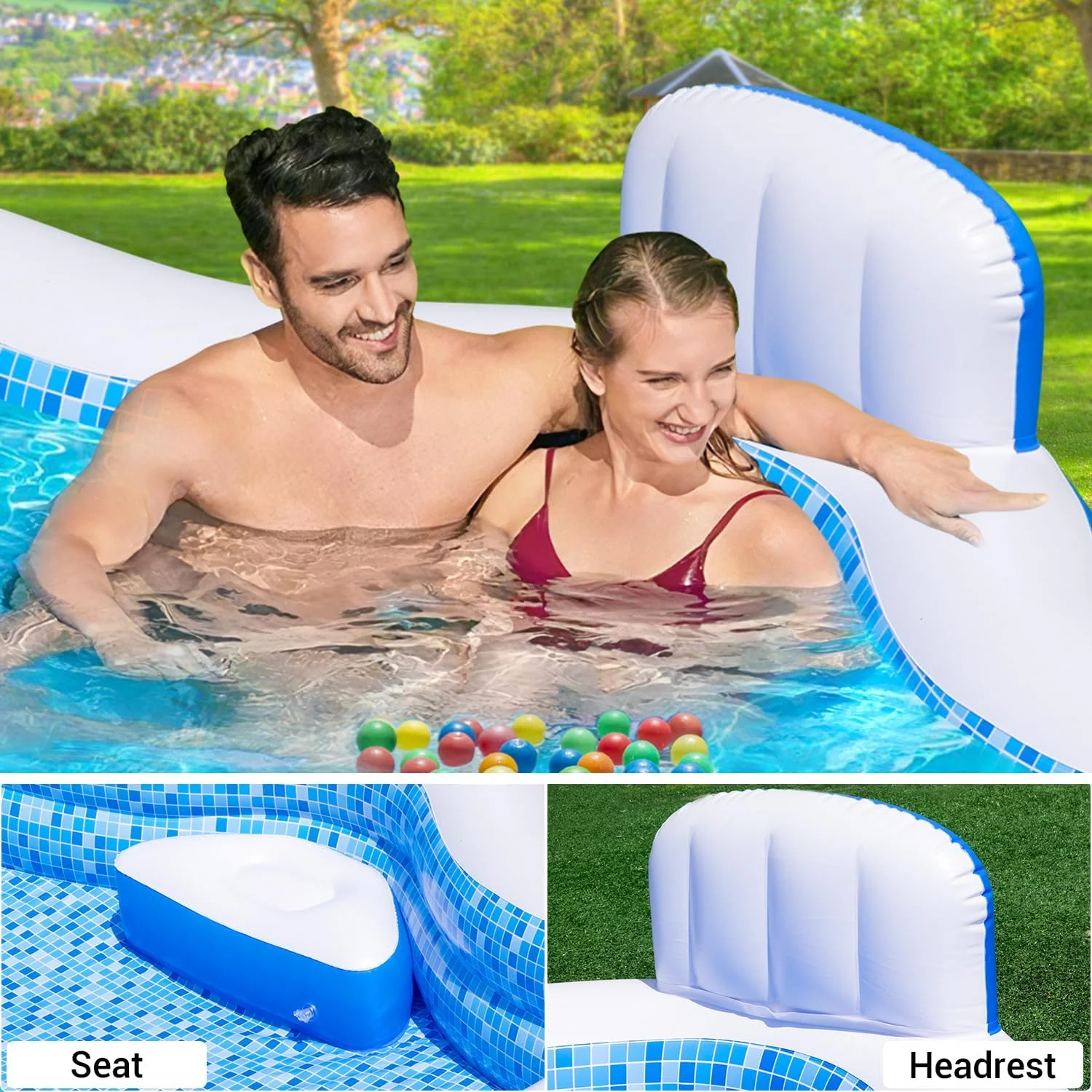 Large Inflatable Swimming Pool for Kids Adults, 121