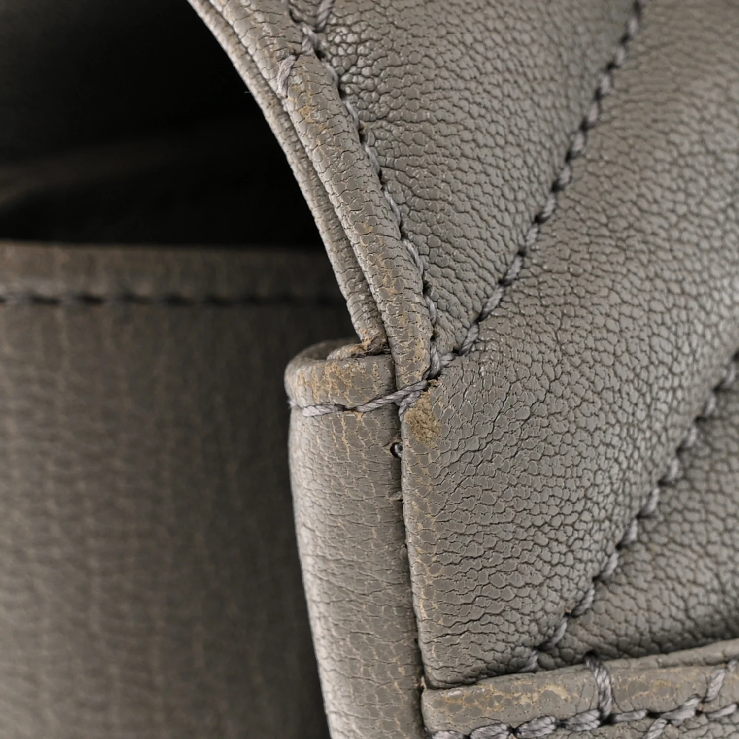 Sheepskin Matelasse Chevron Monogram Medium College Bag Granite