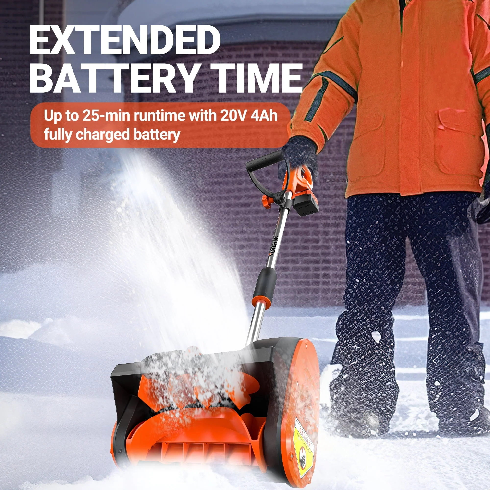VOLTASK 20V 12 Inch Cordless Snow Shovel with Directional Plate, Battery Quick Charger Included Image 5