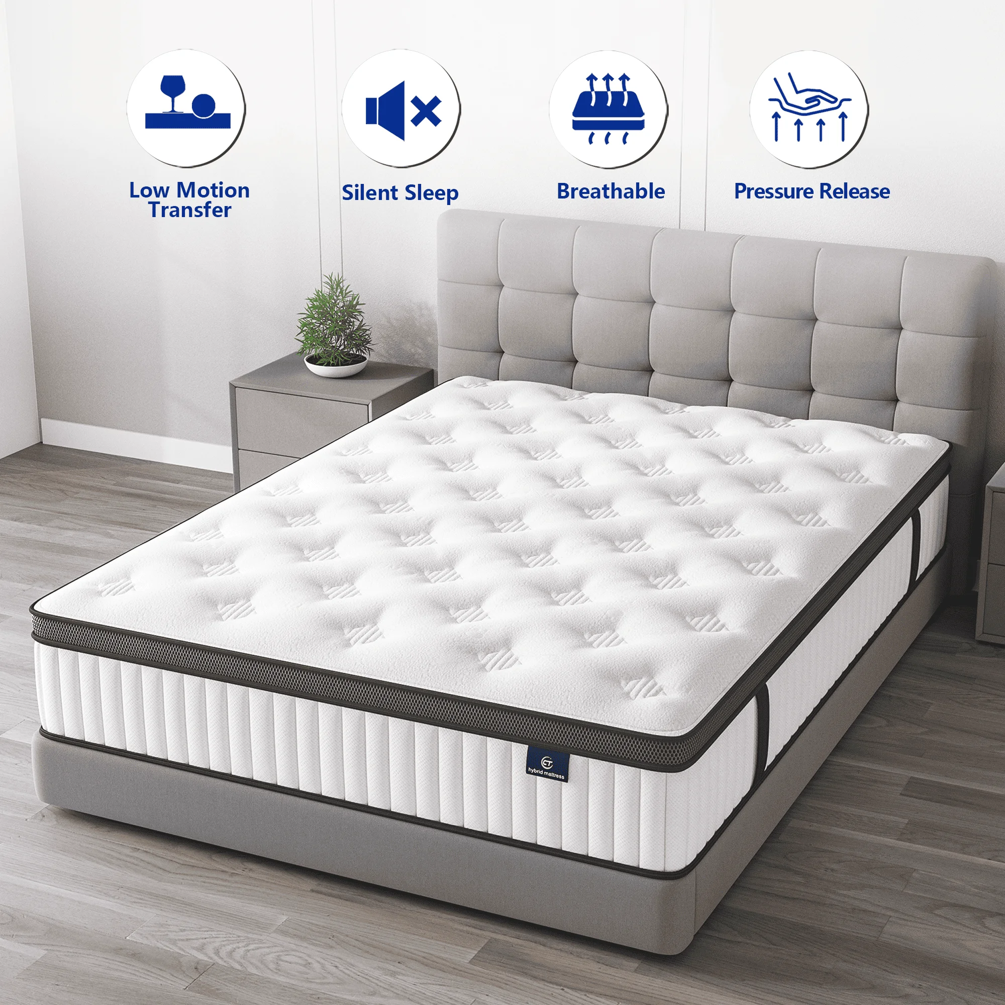 Full Mattress in a Box, 12 inch Memory Foam individual Pocket Spring Hybrid Mattress Medium Firm Support with Soft Breathable(Full/12 in) - Image 8