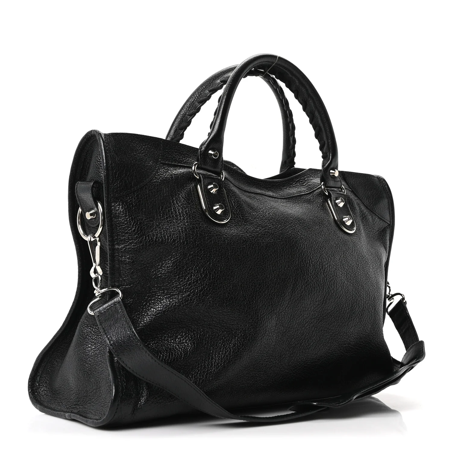Chevre Silver Metallic Edge Hardware City Black
