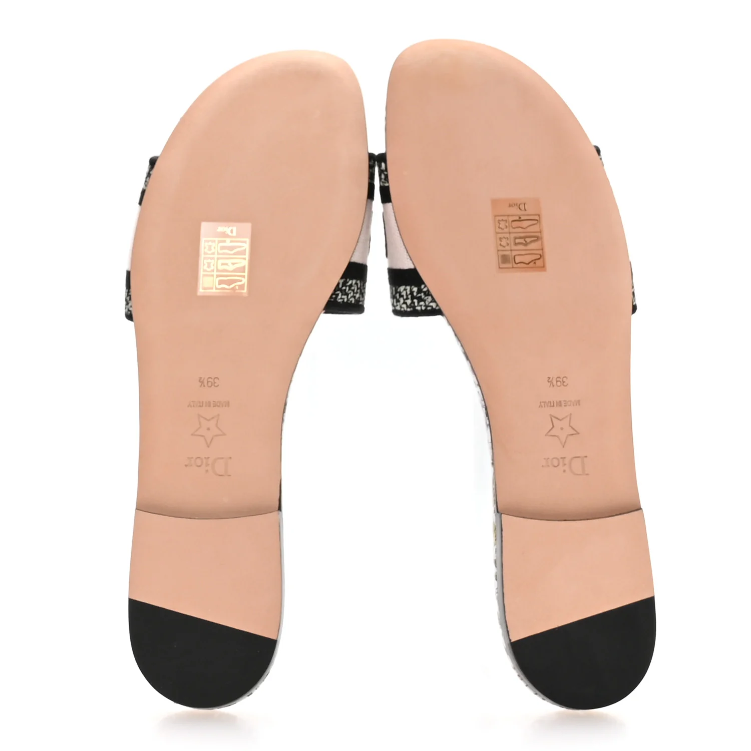 Canvas Embroidered D-Floral Dway Mules Slide Sandals 39.5 Off White Multicolor