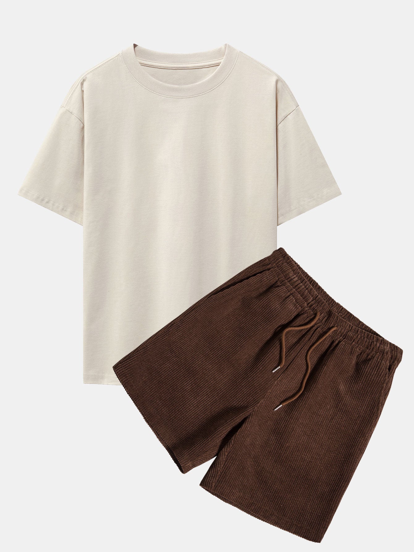 Slogan Back Print Oversize T-Shirt & Corduroy Shorts