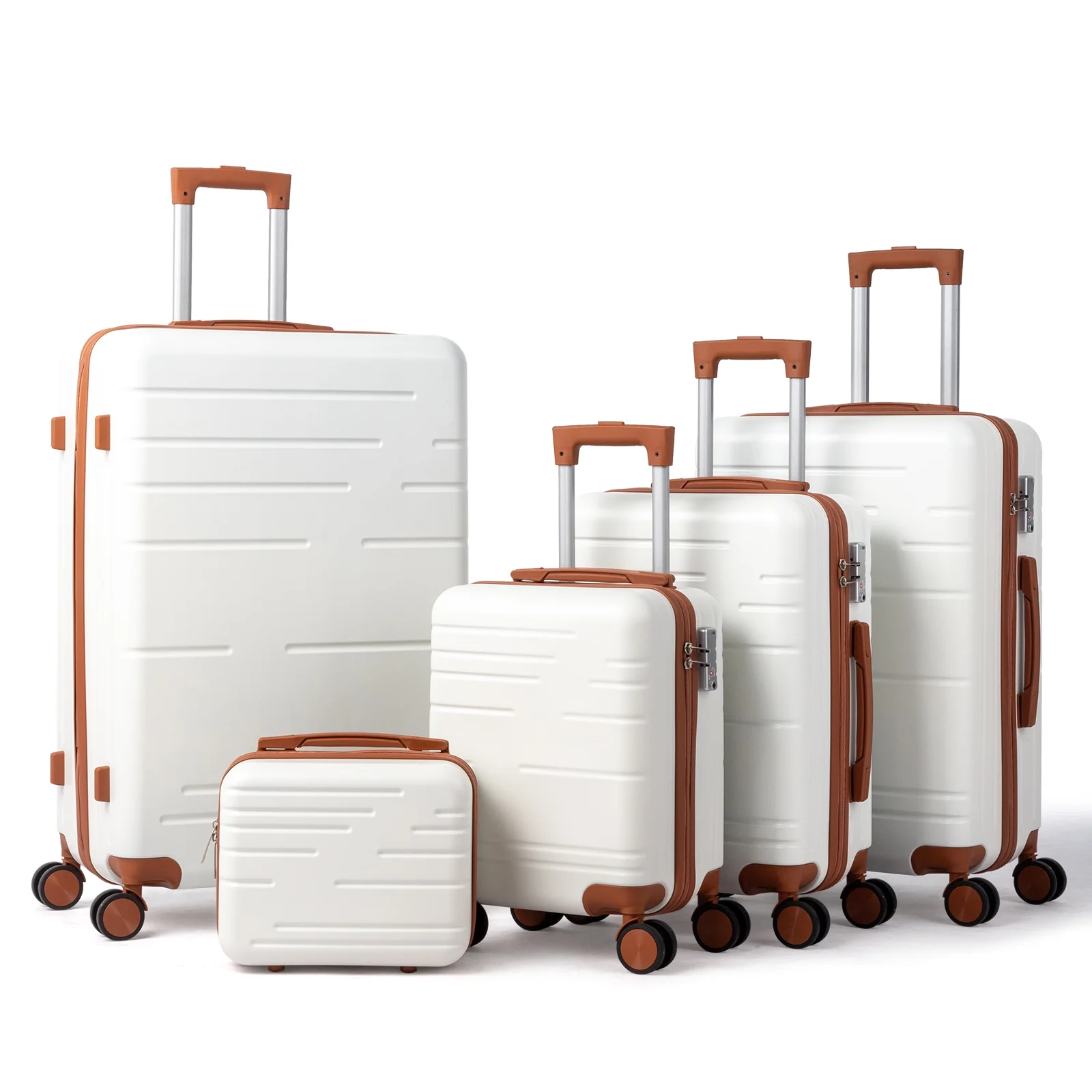 Zimtown Luggage 3 Piece Set Suitcase ABS Hardside Lightweight with TSA Lock Spinner Wheels, Beige