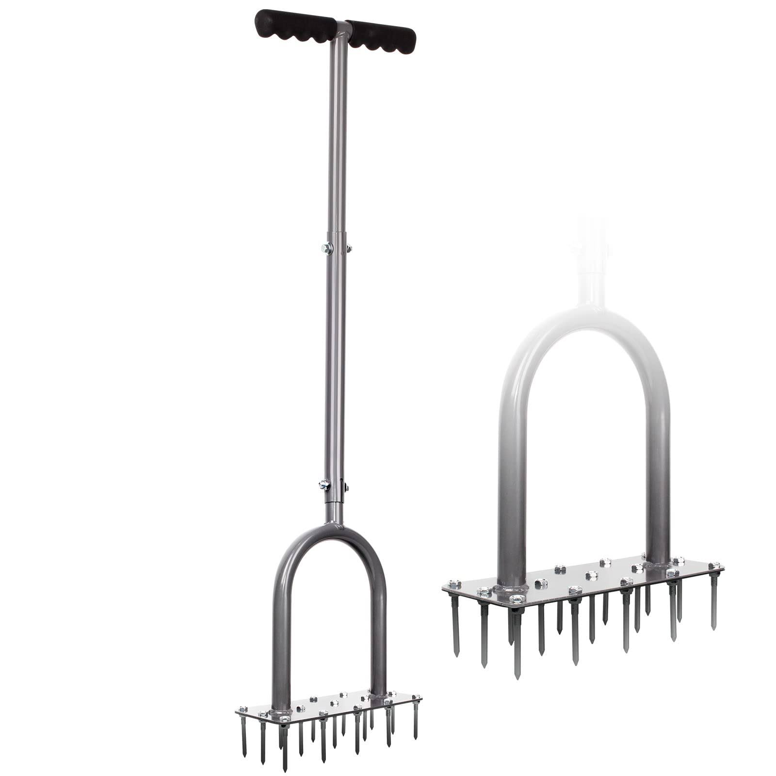 Walensee Lawn Aerator Spike Metal Manual Dethatching Soil Aerating Lawn with 15 Iron Spikes, Pre-Assembled Grass Aerator Tools for Yard, Lawn