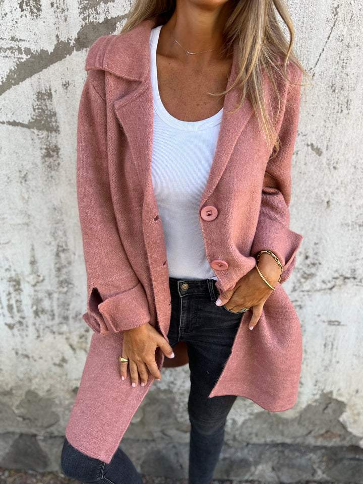 Cardigan décontracté chic à col revers avec poches