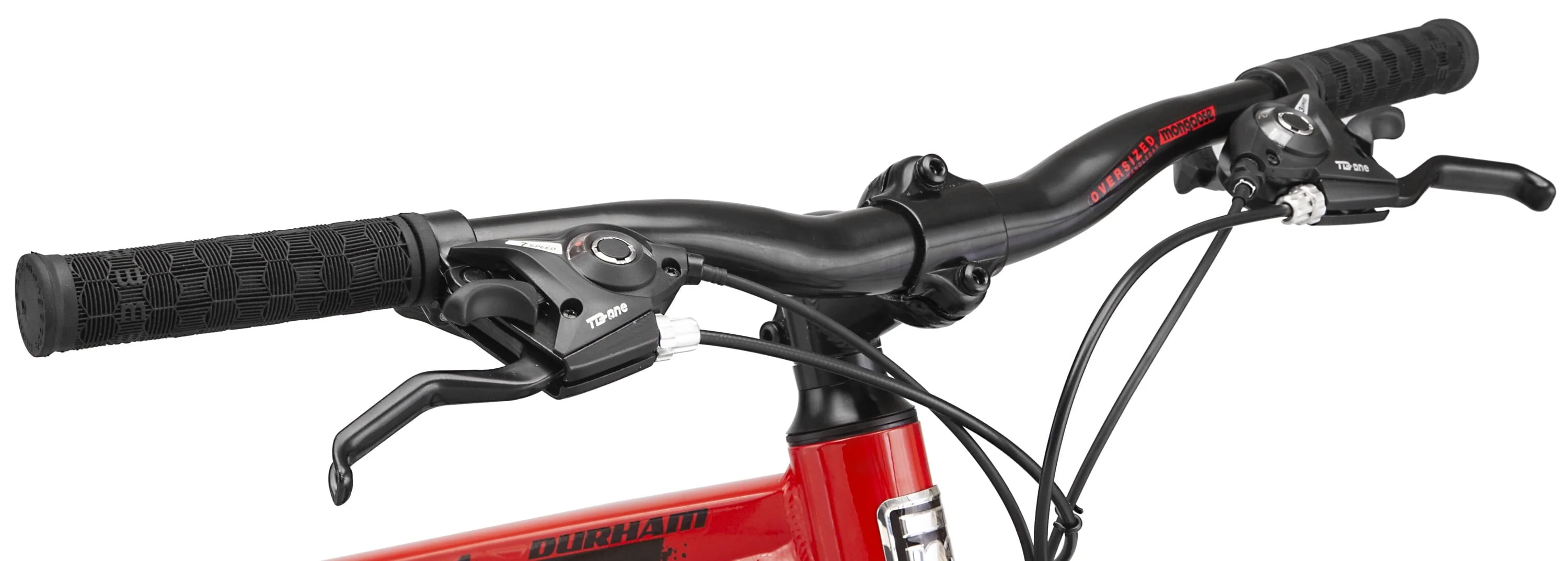 Mongoose 26 - In. Durham Unisex Mountain Bike, Red and Black, 21 Speeds