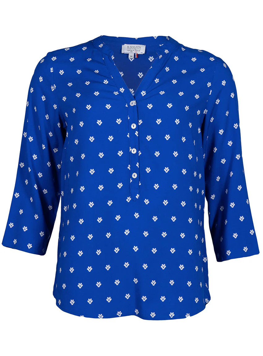 Blouse femme en viscose bleu mer