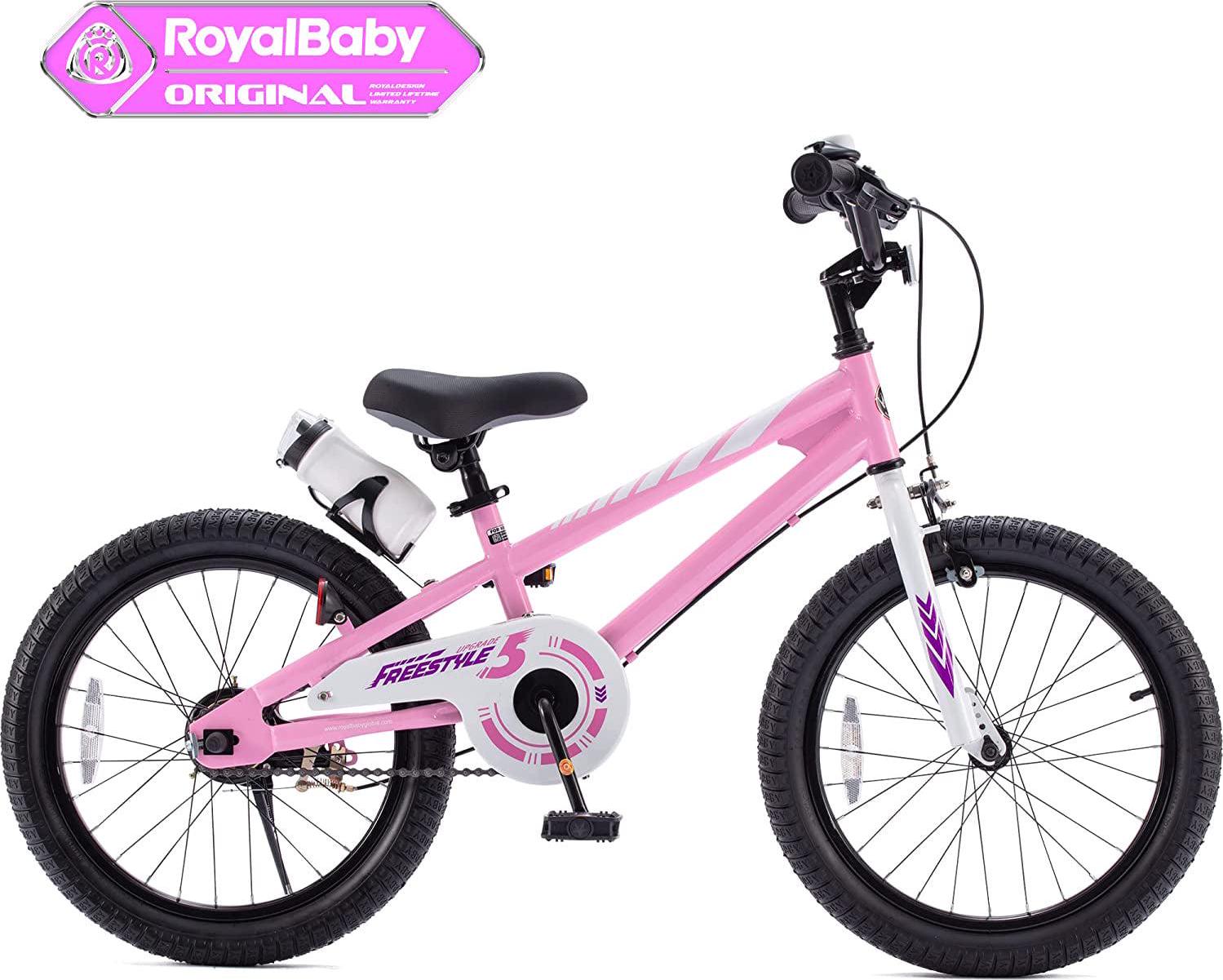 Royalbaby Freestyle 18 in Pink Kids Bike Boys and Girls Bike with Kickstand and Water Bottle