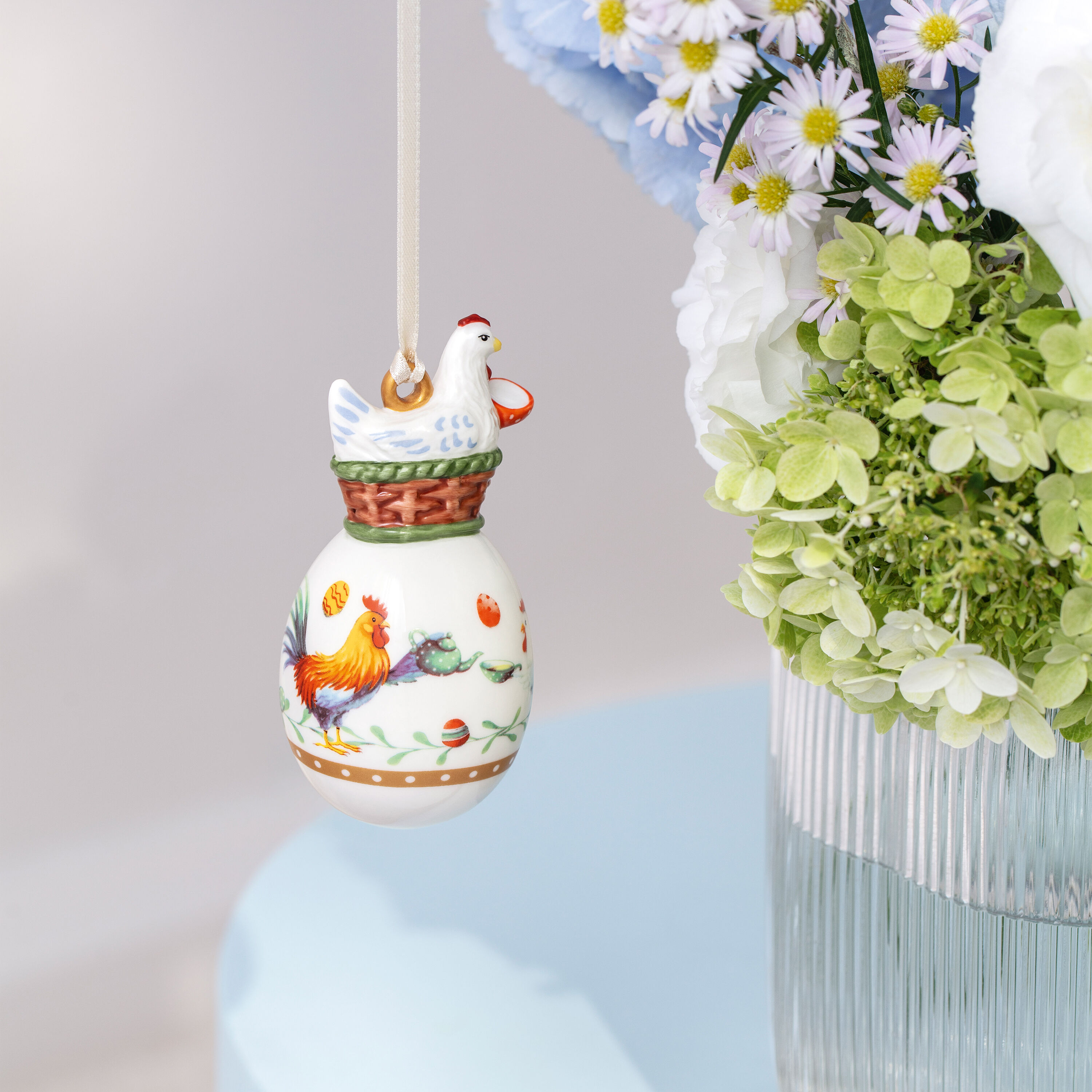 Annual Easter Edition Egg - Multi-colored, 1.9'' x 1.9'' x 3.8'', Premium Porcelain