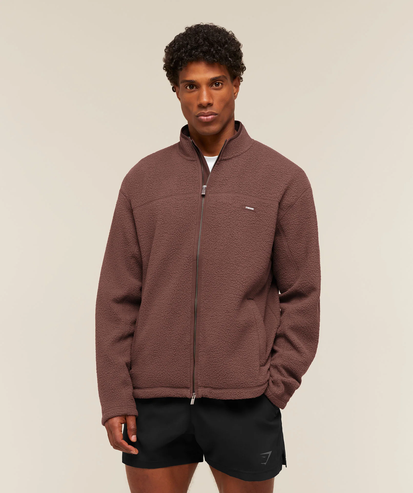 FLEECE ZIP THROUGH JACKET - Espresso Brown