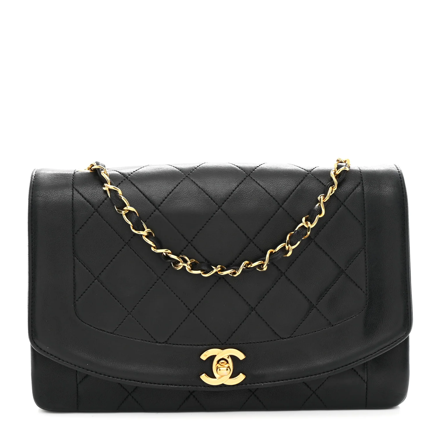 Lambskin Quilted Medium Single Flap Black