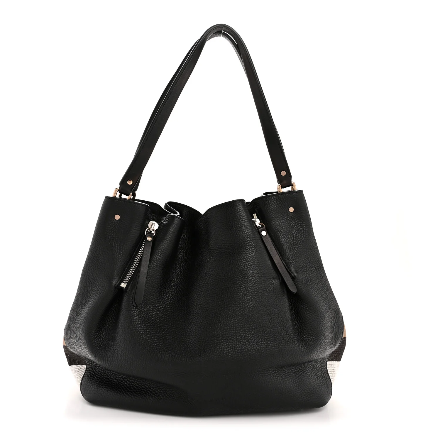 Grainy Calfskin House Check Medium Maidstone Black